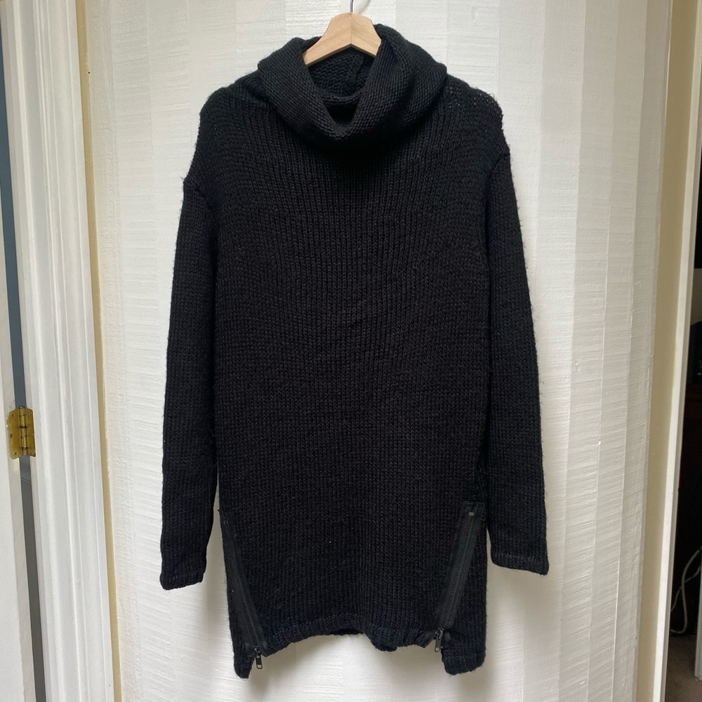 Divided Cowlneck Black Sweater Dress Long Sleeve Knit